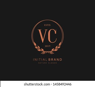 V C VC Beauty vector initial logo, handwriting logo of initial signature, wedding, fashion, jewerly, boutique, floral and botanical with creative template for any company or business.