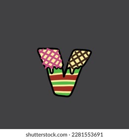 v from cake vector alphabet and number