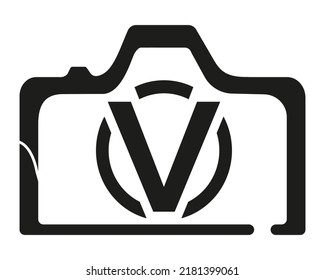 V Kamera Logo Design Logo Symbol Vektorvorlage.