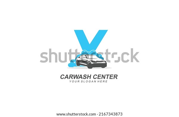 V Car wash logo design inspiration. Vector letter
template design for brand.