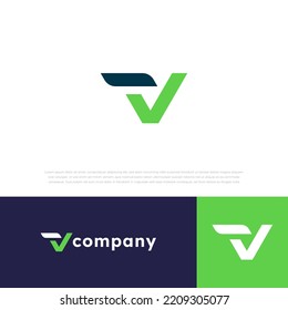 v check logo in modern illustration icon vector