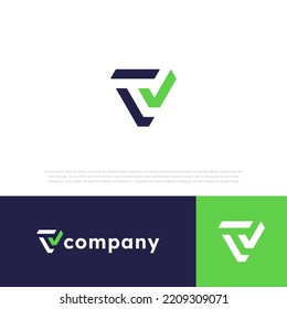 v check logo in modern illustration icon vector