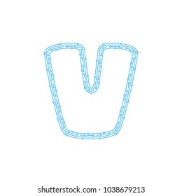 V Circuit Letter Logo Icon Design