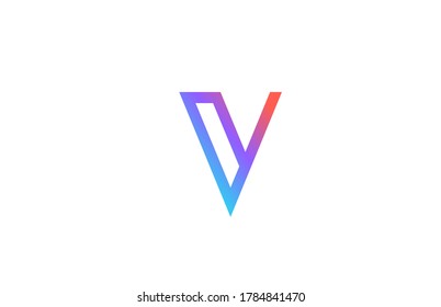 V farbiges Buchstaben Logo Symbol für Buchstaben. Rosa blaue, einfache Linie und Design für Unternehmens- und Geschäftsidentität