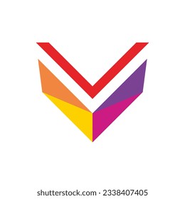 V colored modern logo vector image
