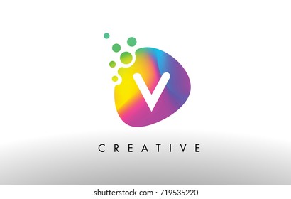 V Colorful Logo Design Shape. Purple Abstract Shape Letter Icon Vector.