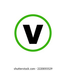 V company name initial letter icon. V with green circle.