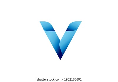 V creative blue gradient alphabet letter logo for branding and business. Design for lettering and corporate identity. Professional icon template