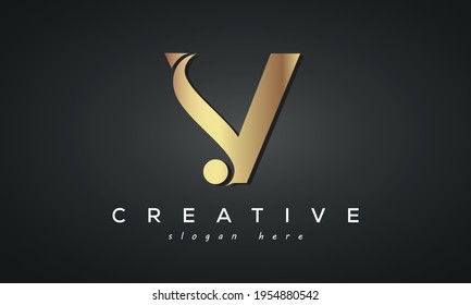 V Kreatives Luxus-Logo auf Golden