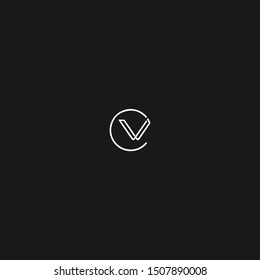 V or CV or VC logo vector template icon in minimal design