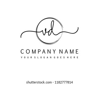 V D Initial handwriting logo vector