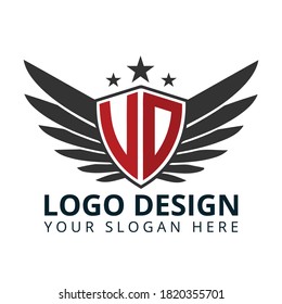 V D Letter Defense Logo Design Vector