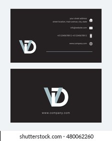 V D Letter Logo design with Business card template