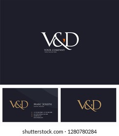 V & D letters Joint logo icon and Business card vector template.