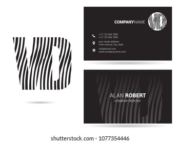 V & D waves letter design with business card template
