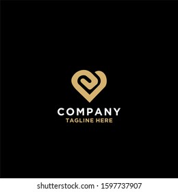 V diamond heart letter initial vector logo concept.
