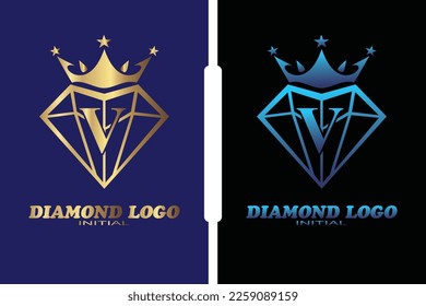 Plantilla de logotipo de la carta de diamante V para su marca.