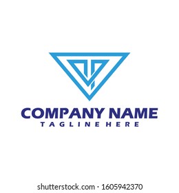 V dots logo design template. Hexagon V icon