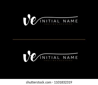 V E Initial handwriting logo vector. Hand lettering for designs.