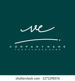 V E Initial handwriting logo vector