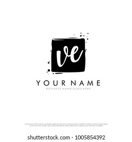 V E initial square logo template vector