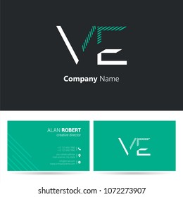 V & E joint logo stroke letter design with business card template