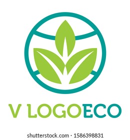 V eco vector  for healthy logo