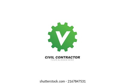 Inspiración en el diseño del logotipo de V Engineering. Diseño de plantilla de letras vectoriales para marca.