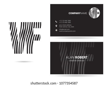 V & F waves letter design with business card template