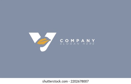V WITH FEATHER Alphabet letters Initials Monogram logo 