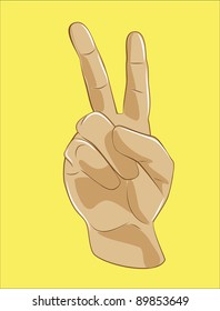 v with fingers