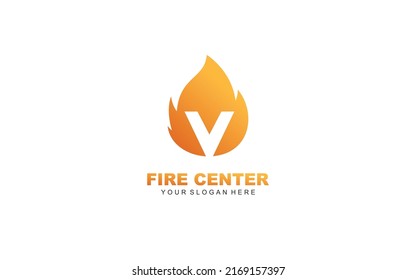 V fire logo design inspiration. Vector letter template design for brand.