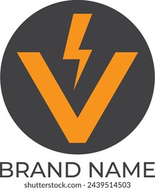 V flash electric sign icon logo design