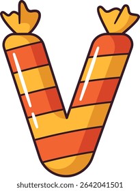V font letter packed candy