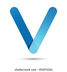 V font vector with blue color on White background