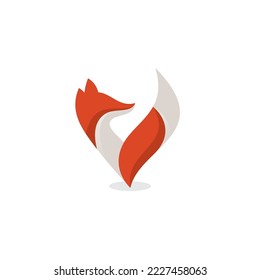 V Fox Logo Design. Fox Illustration. Letter V