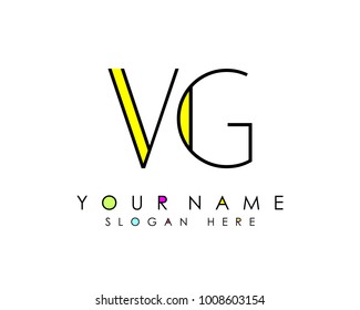 V & G initial minimalist logo template vector