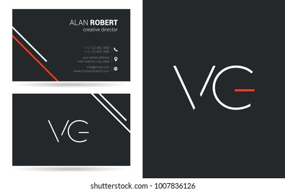 V & G joint logo stroke letter design with business card template