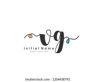 V G VG Initial handwriting logo vector template