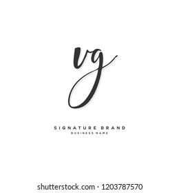 V G VG Initial letter handwriting and  signature logo concept design