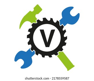 V Geologo, Vektorgrafik mit vollständiger Farbvorlage Symbol