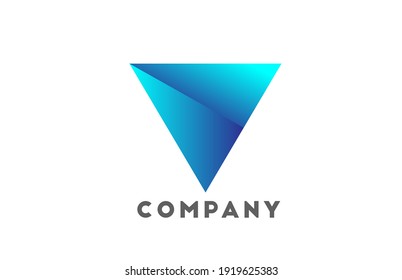 V geometric alphabet letter logo for business and company with blue color. Corporate brading and lettering with futuristic design and gradient