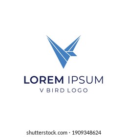 V geometric bird logo vector modern simple design concepts