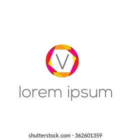 V geometric vector logo template. Minimal line letter initial V logo. Abstract and elegant shape font sign. logotype vector design template for  branding.