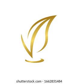 Diseño del logotipo de la hoja de oro V. Diseño de vectores de iconos con gran logotipo 
