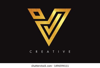 V Golden Letter Modern Trendy Design Logo. Letter V Gold Icon Logo with Monogram Vector Illustration.