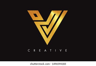 V Golden Letter Modern Trendy Design Logo. Letter V Gold Icon Logo with Monogram Vector Illustration.