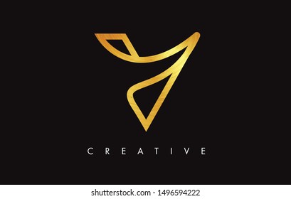 V Golden Letter Modern Trendy Design Logo. Letter V Gold Icon Logo with Monogram Vector Illustration.