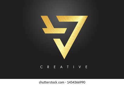 V Golden Letter Monogram Design Logo. Gold Letter V Icon Logo Vector Illustration.