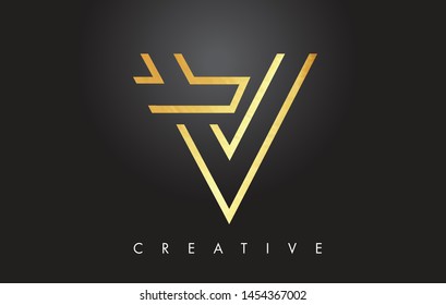 V Golden Letter Monogram Design Logo. Gold Letter V Icon Logo Vector Illustration.